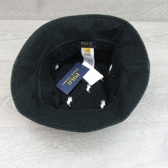 Polo Ralph Lauren Embroidered Pony Bucket Hat Adult Size S/M Black White NEW - Picture 6 of 10